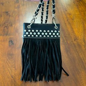 Blazing Roxx Western Bling Black Fringe Crossbody Purse